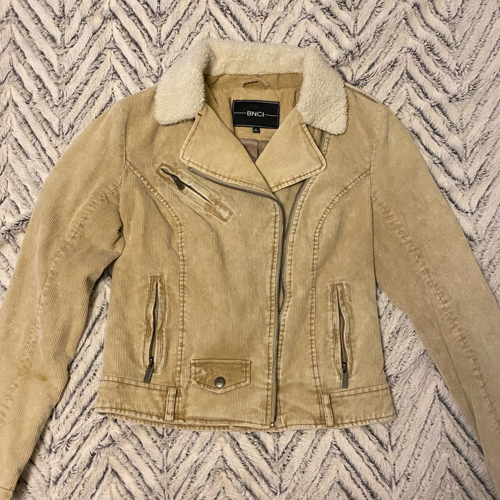 Corduroy Moto Jacket with Sherpa Collar